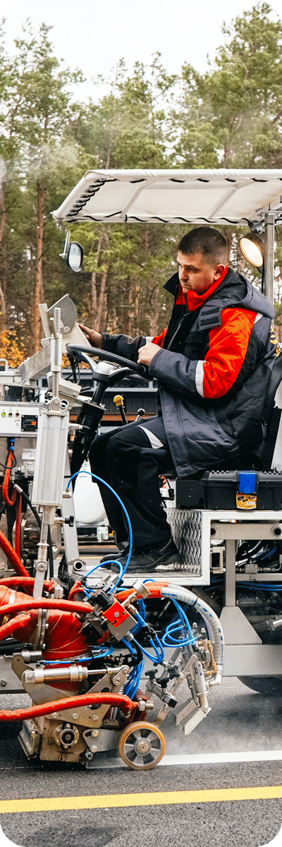 Обучение нанесению дорожной разметки СТиМ.